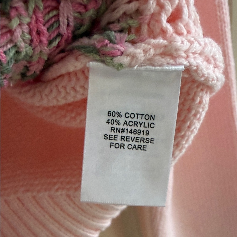 Freshman Pink Floral Eyelet Knit Cardigan - Picture 4 of 4